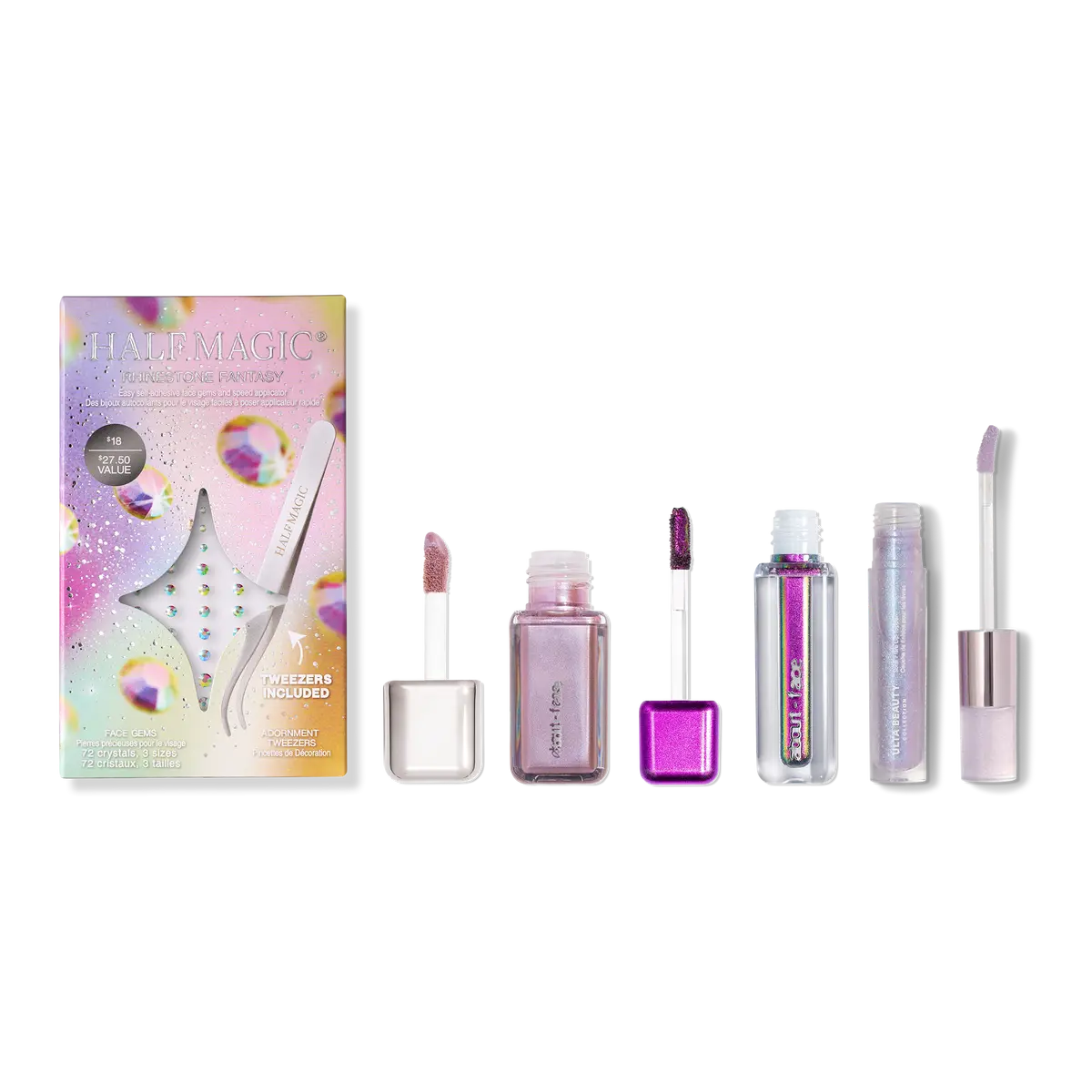 Ulta Beauty Bundle: Festival Ready Holographic Lilac Makeup – 4-Piece Eye, Lip & Face Set Ulta Beauty Bundle: Festival Ready Holographic Lilac Makeup – 4-Piece Eye, Lip & Face Set
