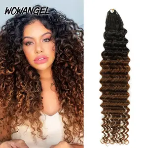WOWANGEL Curly Kinky Curly Deep Wave Pre-Separated Feather Crochet 160g 240g Human Hair Extensions for Woman