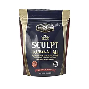 Vida Divina Sculpt Tongkat Ali Coffee Herbal Beverage 100% Organic Reishi Spores  with Monk Fruit, 0g Added Sugar, 14g Net Weight, Medium Size - 20 servings Natural Energy