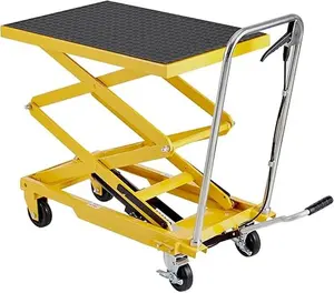 AMERLIFE Manual Double Scissor Lift Table with 330/770/1110 lbs Capacity, 4-Wheel Design, for Lifting, Loading and Unloading Heavy Objects