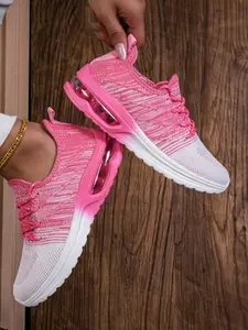 Women's Fashion Casual Sneakers, Knitted Fabric, Lace-Up Design, Secure Fit, All-Day Comfort, Perfect for Summer Walks, Gym Workouts, Hiking, Breathable Shoes