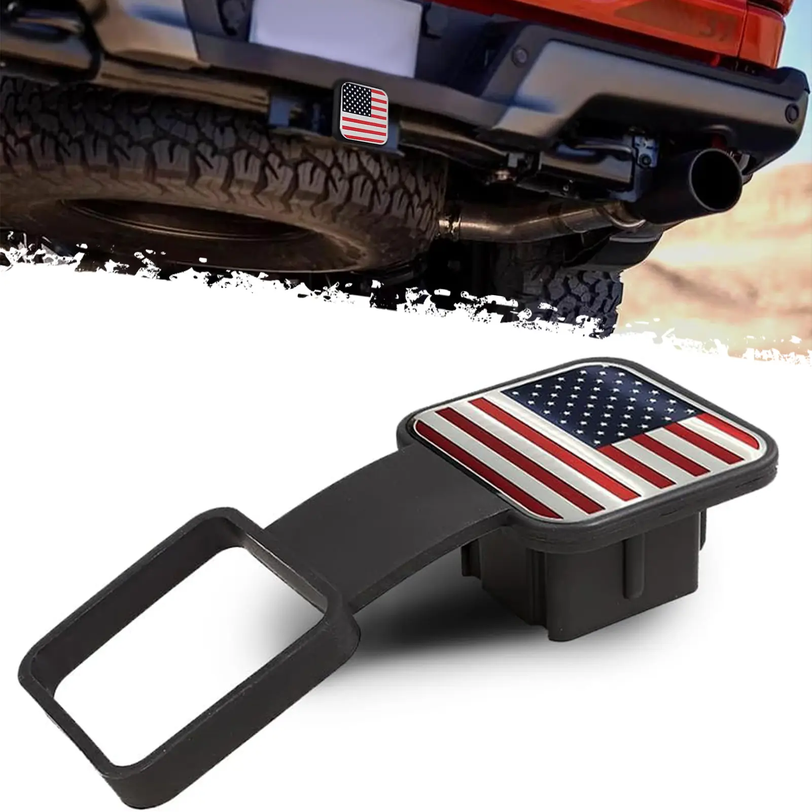 DIBMS USA American Flag Hitch Cover for 2 Inch Receivers - Trailer Hitch Cover Tube Plug Insert, Car Exterior Accessories for Trucks, Jeep, Tacoma, Ford, Chevy, GMC Dodge RAM & More