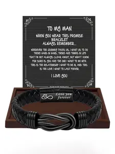 1PC Unique Christmas Gift for Man, Ideal Birthday Gifts for Man Leather Bracelets, Knotted Bracelets Jewelry for Man with Gift Card, Perfect Bracelet for Daily Wear Gift for Man
