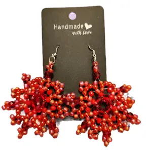 .925 Silver Fishhook Earrings Acylic Seed Beads Handmade with Love - Lightweight Design, Casual Style, Perfect for Any Occasion