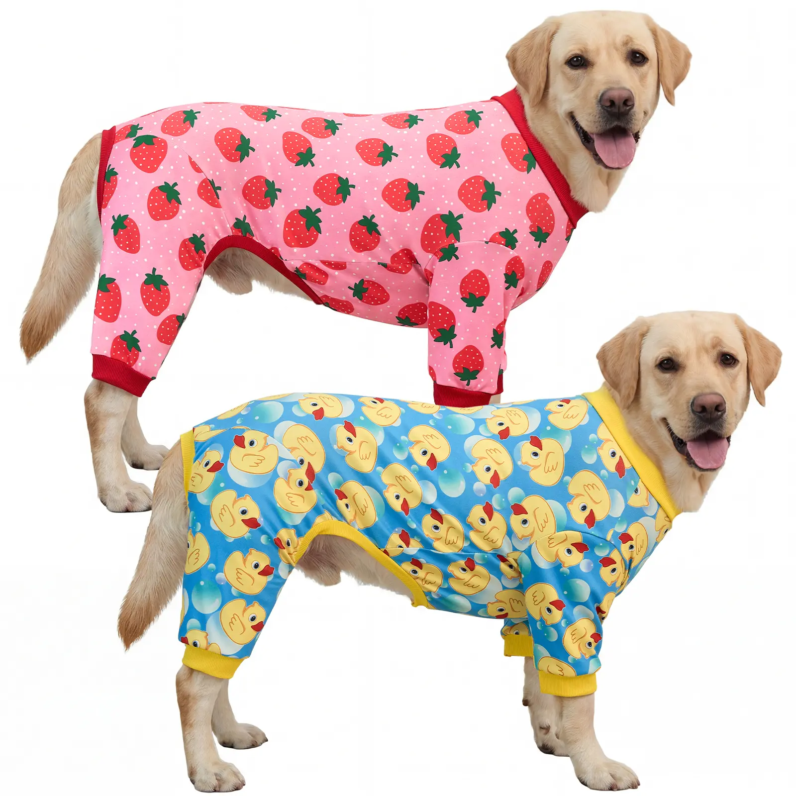 XPUDAC 2-Pack 8XL Large Breed Dog Onesie Pajamas - 4-Way Stretch Soft Lightweight Pet Outfit, Easy to Wear All-Seasons Cartoon Design for Boys & Girls Animals