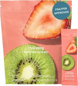 Cure Hydrating Electrolyte Mix | Electrolyte Powder for Dehydration Relief | Made with Coconut Water | No Added Sugar | Vegan | Paleo Friendly | Pouch of 14 Packets - Strawberry Kiwi