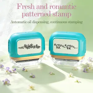 Floral Vine Embossing Stamp, Reusable Self-Inking Stamp with Romantic Floral Border, Ideal for Scrapbooks, Logs, Card Making, Wedding Invitations