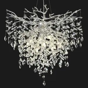 10 Lights 30 in. Gold Tree Branch Kitchen Island Chandelier with Crystal Decoration, for Foyer, Entryway, Living room