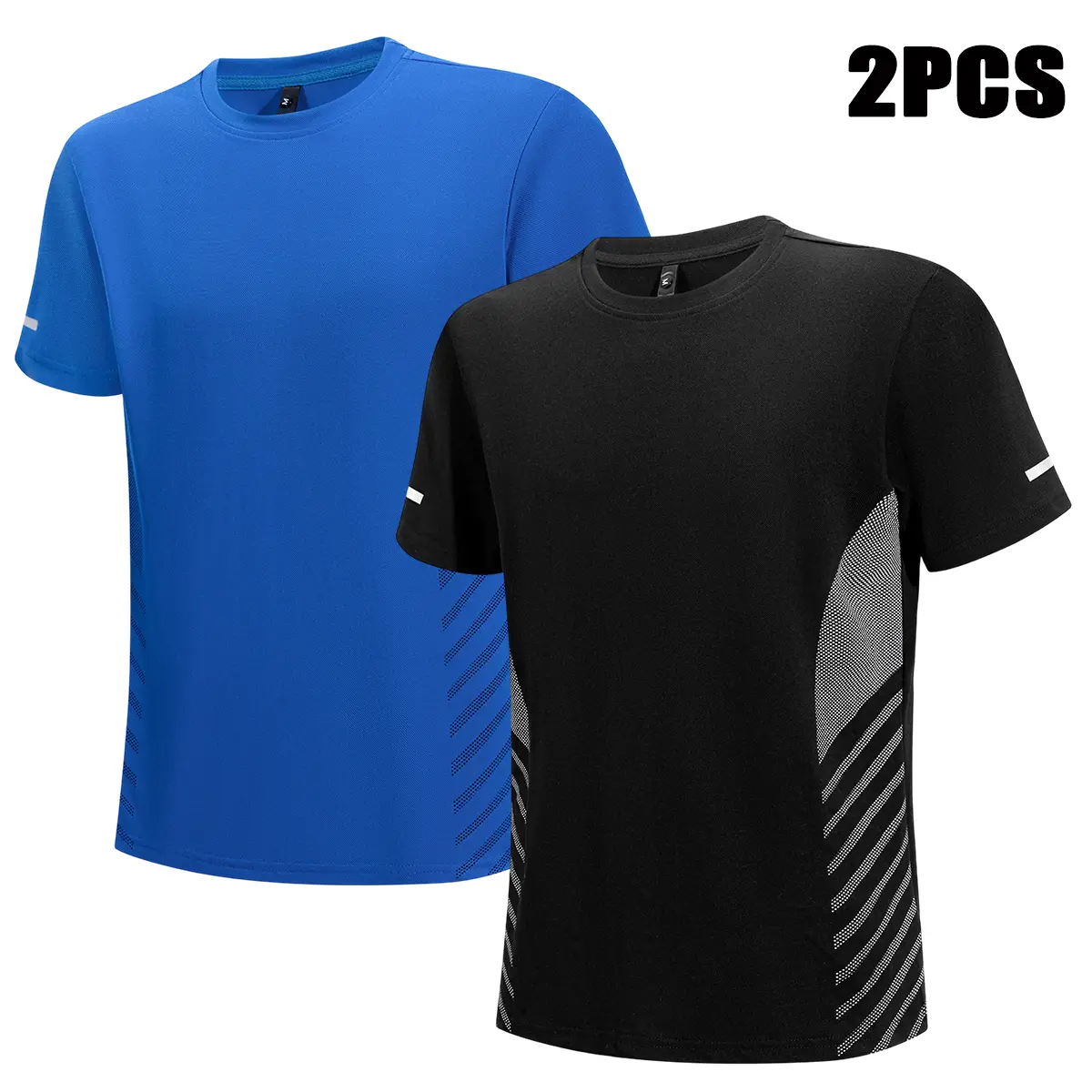 Men's 2 Quick-dry Mesh Sports T-shirts, Moisture-wicking Breathable Round Neck Short-sleeved Tops, Sporty Chic Male Black + Red XXXL Lightweight Casual Fitness Shirts for Running, Training