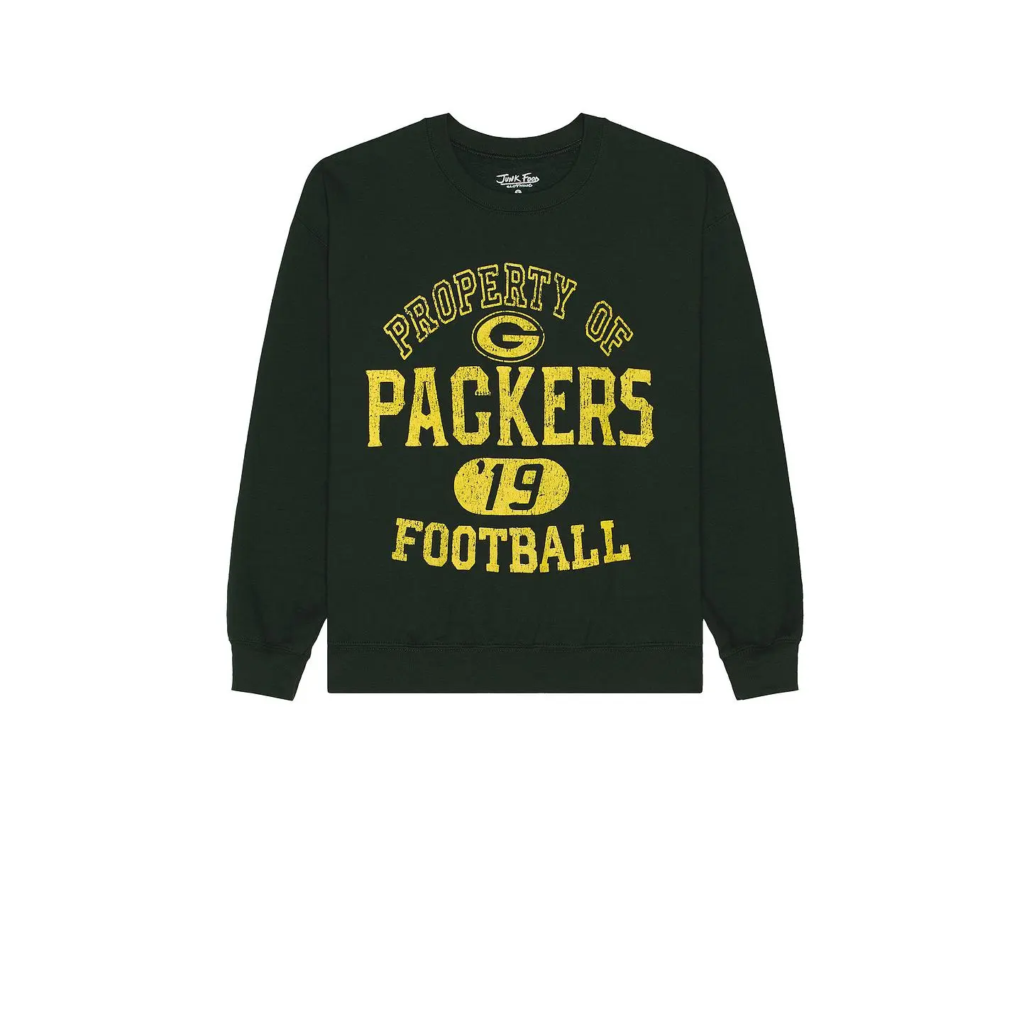 Junk Food Packers Property Crew Fleece Sweatshirt in Dark Green Unisex