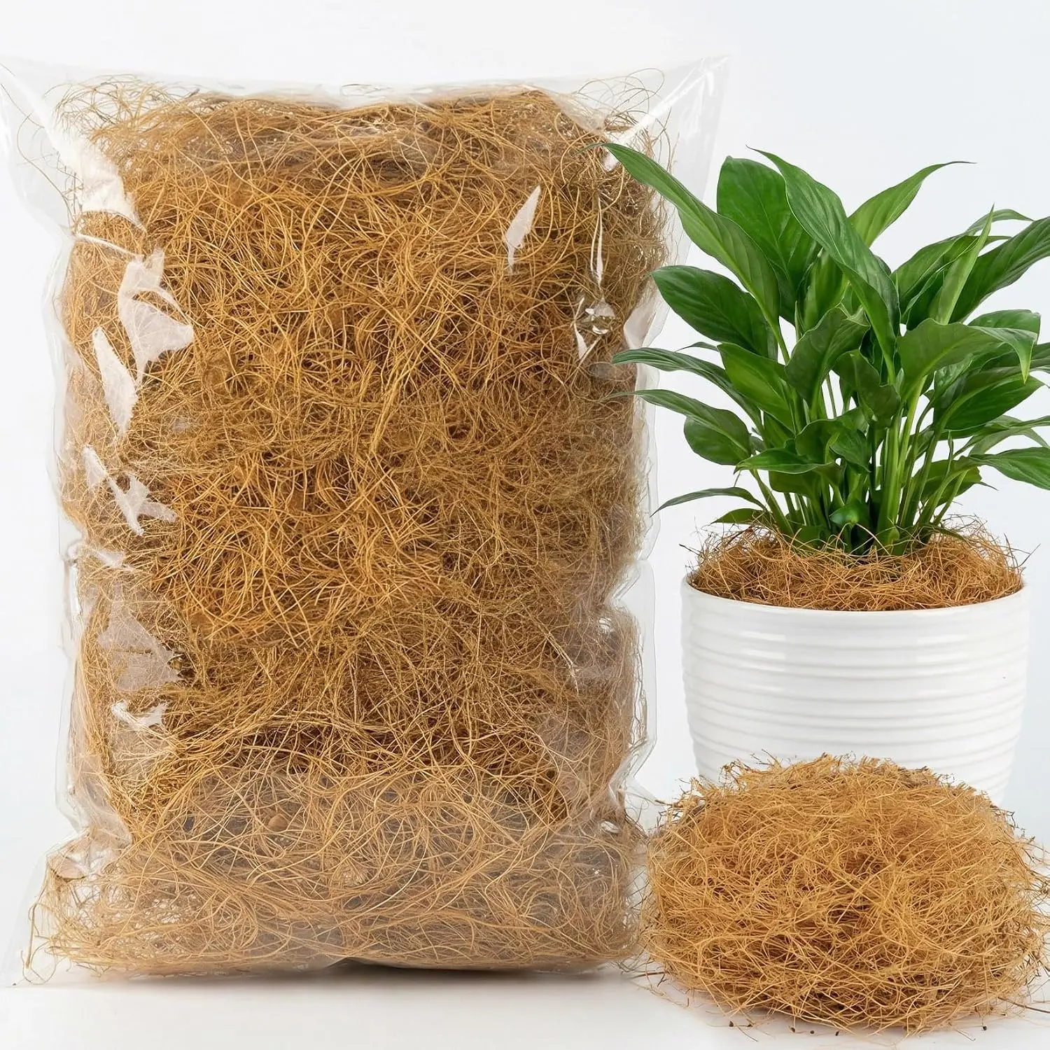 Organic Coconut Husk Fiber (85g) - Coco Coir Silk for Plants, Bird Nesting Material, Potting Soil Cover, Garden & Home Improvement Supplies