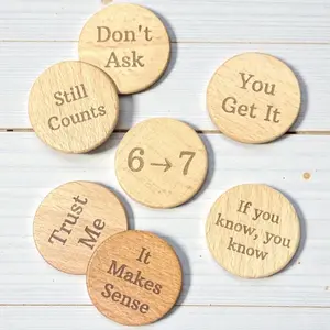 The "67" Complete Seven Set - Wooden Pocket Coin Set - Minimalist Inside Joke Collection