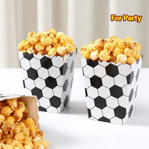 Present her/him with a set of 10 football-themed paper popcorn boxes - hexagonal football pattern black and white party gifts, suitable for birthdays, baby showers, sports events - cowhide paper tableware decorations, party popcorn boxes, celebration item