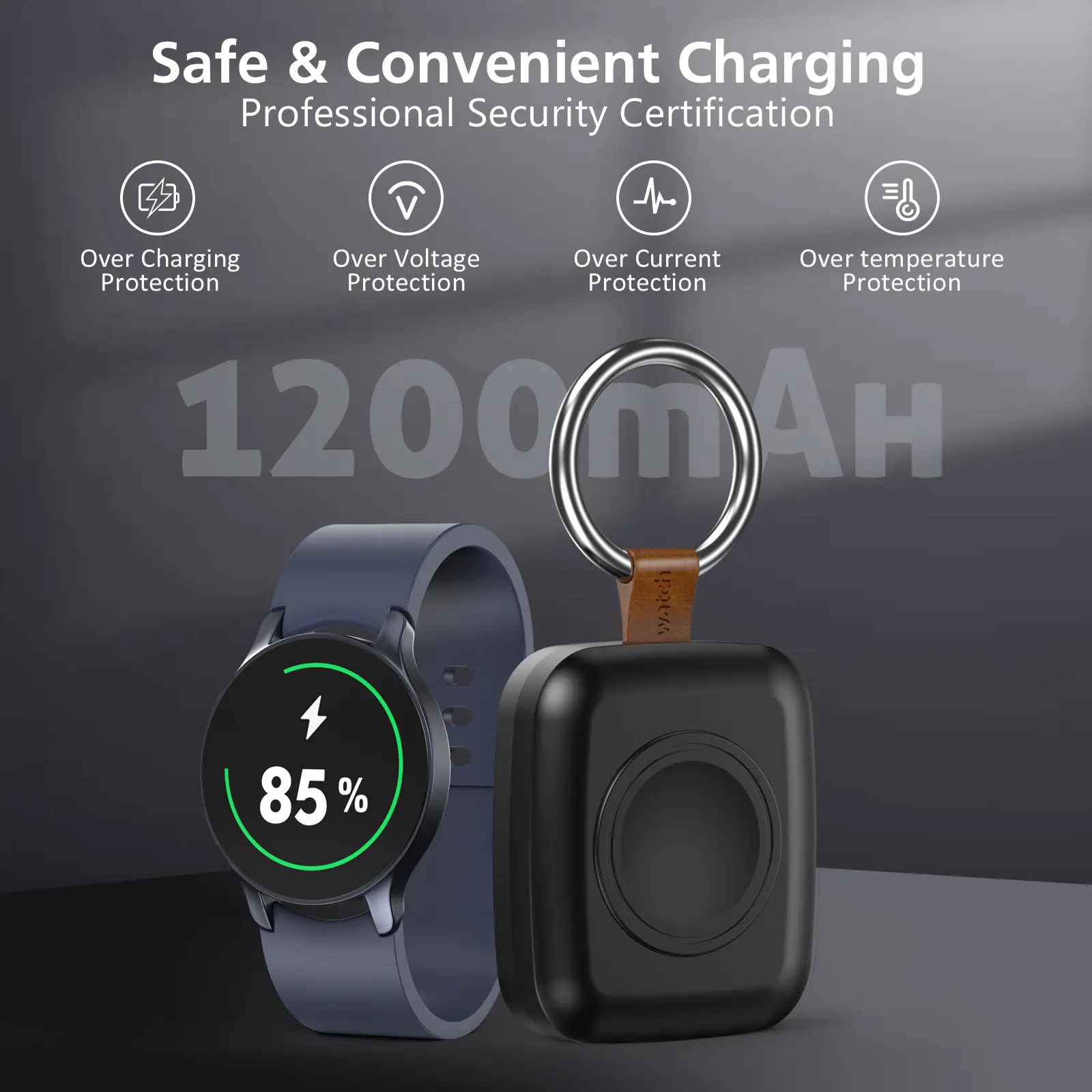 Portable Charger only for Samsung Galaxy Watch Active 1/2/3/4/5 Pro/6 Classic/6/7/8, 1200mah Capacity, Fast Wireless Charging Support, Wearable Device, Wearable Accessory, Smartwatch Accessories