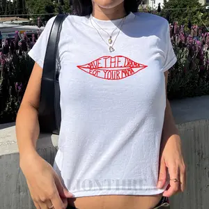 Save the Drama for Your Mama Baby Tee,  Women's Y2K T-Shirts, Trendy Graphic Tee