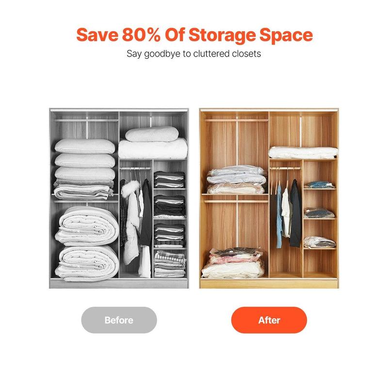 VEVOR 15 Pack Vacuum Storage Bags with Electric Pump,  , Space Saver Bags Compression for Comforters and Blankets, Sealer Clothes Storage Travel Essentials