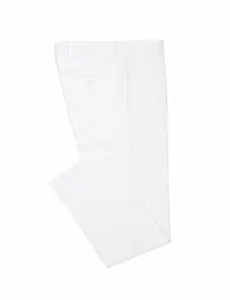 White Stretch Wool Feel Dress Pants Flat Front Ultra Slim Fit