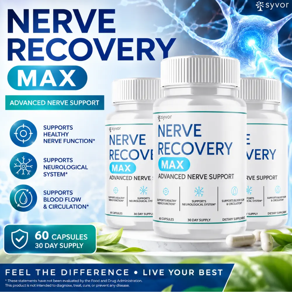 (3 Pack) Nerve Recovery Max Nootropic Dietary Supplement - All-Natural, Prop 65 Safe Botanical Edible Non-Stim Capsules, 3 Bottles Mental Performance Vitamins, 180-Count Nerve Health & Support Supply, Botanical Supplement, Edible Supplement