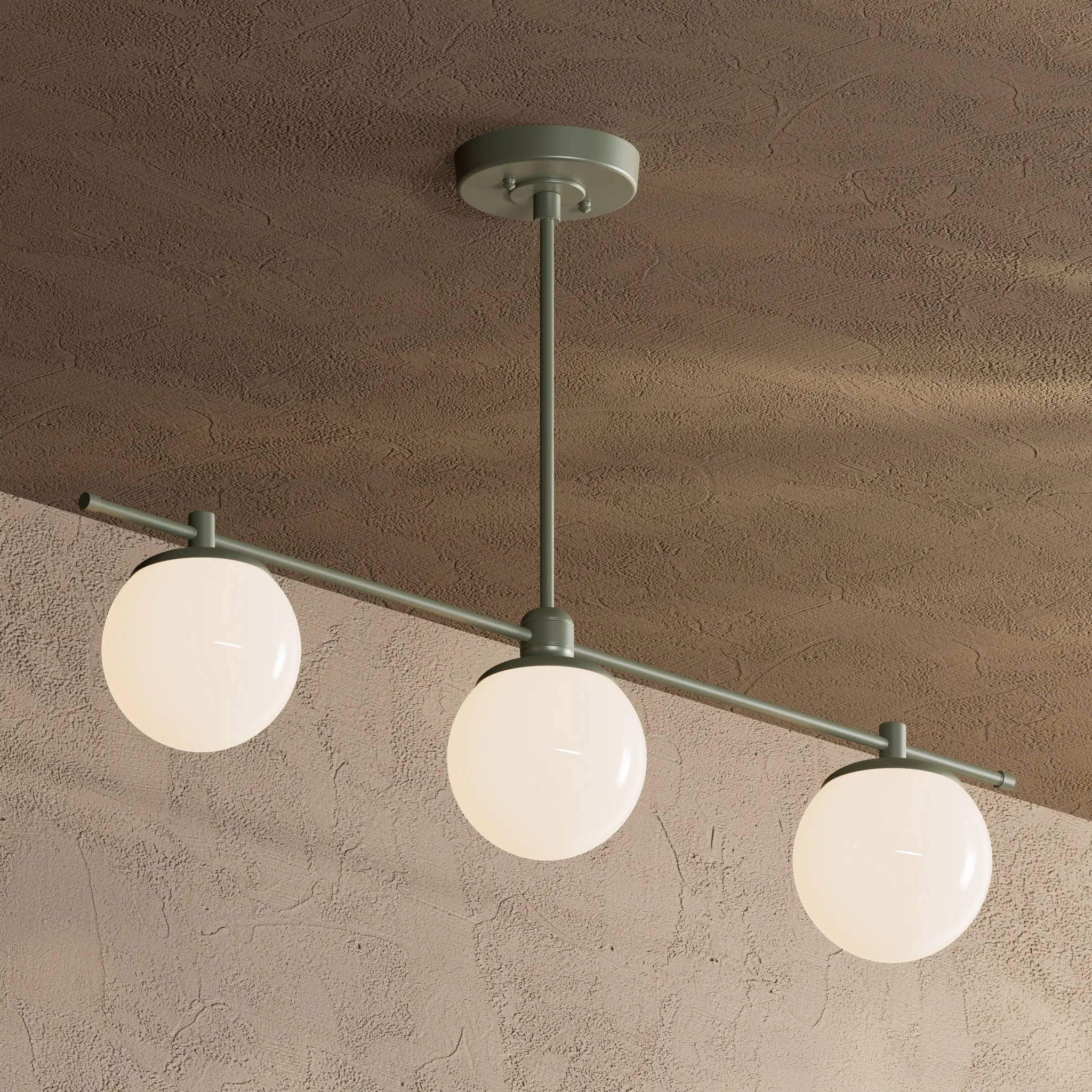 Sioux - Modern Glass Globe 3 Light Linear Chandelier