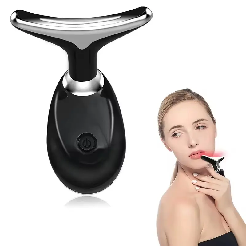 LED 3 Color Light Beauty Neck Instrument, Facial and Neck Care Beauty Tool, Face and Neck Massager, New Condition, Contains Batteries