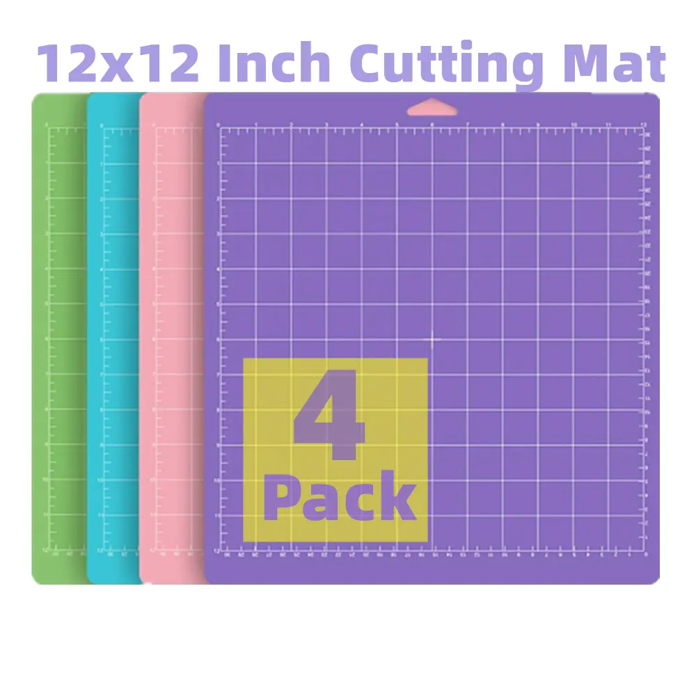 Standard Handle Cutting Pad for Cricut Cutting Machine, 4 Pack 12x12 Inch Replacement Adhesive Quilting Cutting Mat, Compatible with Standard Cricut Accessories, Matting
