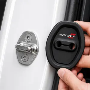 4PCS Car Door Lock Silicone Pad Set,Door Latch Protector Cover Pads,Shock Absorption Door Lock Buckle Cover,Anti Scratch Car Door Striker Cover Accessories for Cars SUVs Trucks