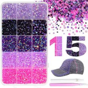 [ NEW DEAL ] 15000Pcs Purple Rhinestones for Bedazzling Kit, Mix Sizes Jelly Bedazzling Resin Gems, Purple Pink Gems Bedazzling for Crafting, Flatback Resin Rhinestones for DIY Face Makeup Crafts Tumblers