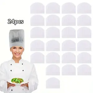 24 Pack Chef Hat Adjustable Chef Hat Disposable Chef Hats DIY Chef Hats Bulk for Cooking, Baking, Party, Activity, Pizza Party 7.9inch Tall White