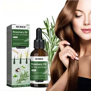 Rosemary Hair Oil with Coconut & Peppermint Oils, Scalp Growth Oil, Nourishing Hair Care Serum, Anti-Frizz Treatment, 50ML Liquid Bottle