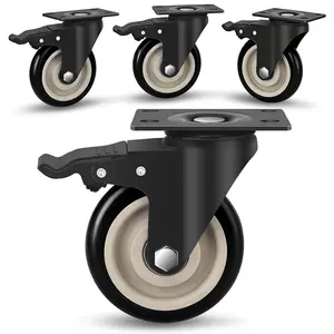 4 Inch Caster Wheels, Set of 4 Heavy Duty, Large Industrial Plate Casters with Dual Locking , 2200lbs Load Capacity, Swivel Rolling Wheel for Cart, Furniture and Workbench
