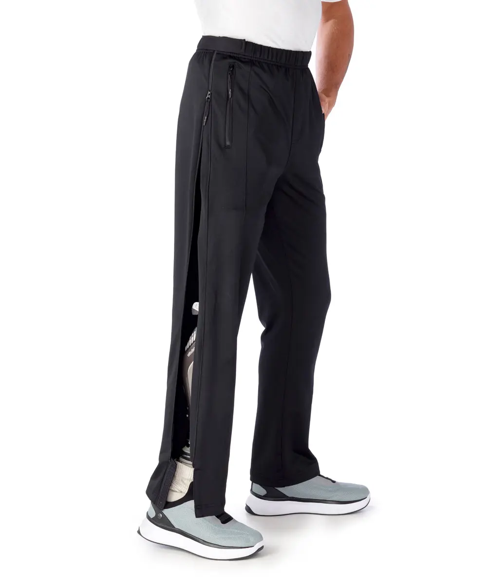 Men's Classic Adaptive Pants in Stretchy Jersey Fabric with 2-Way Side Zippers for Post-Surgery Recovery and Catheter Access, Pockets, Drawstring, Side Zips, Stretch Fit
