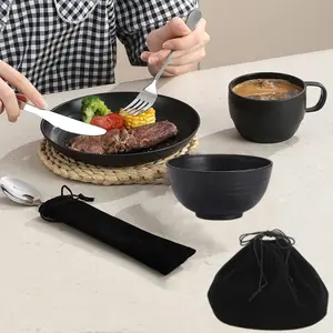 Camping Mess Kits, Silverware Set Spoons Forks Knives, Camping Essentials Gear, Accessories for Travel, Picnic, Outdoor, Easy to Carry and Clean