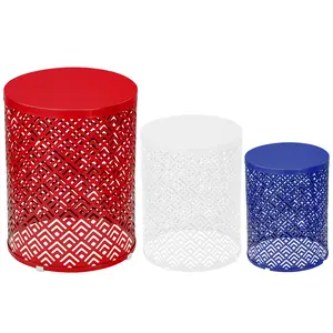 Outdoor Nesting Side Tables Set of 3 for Patio Living Room, Durable Metal, Rust Resistant, Lightweight, Decorative Cutout Design