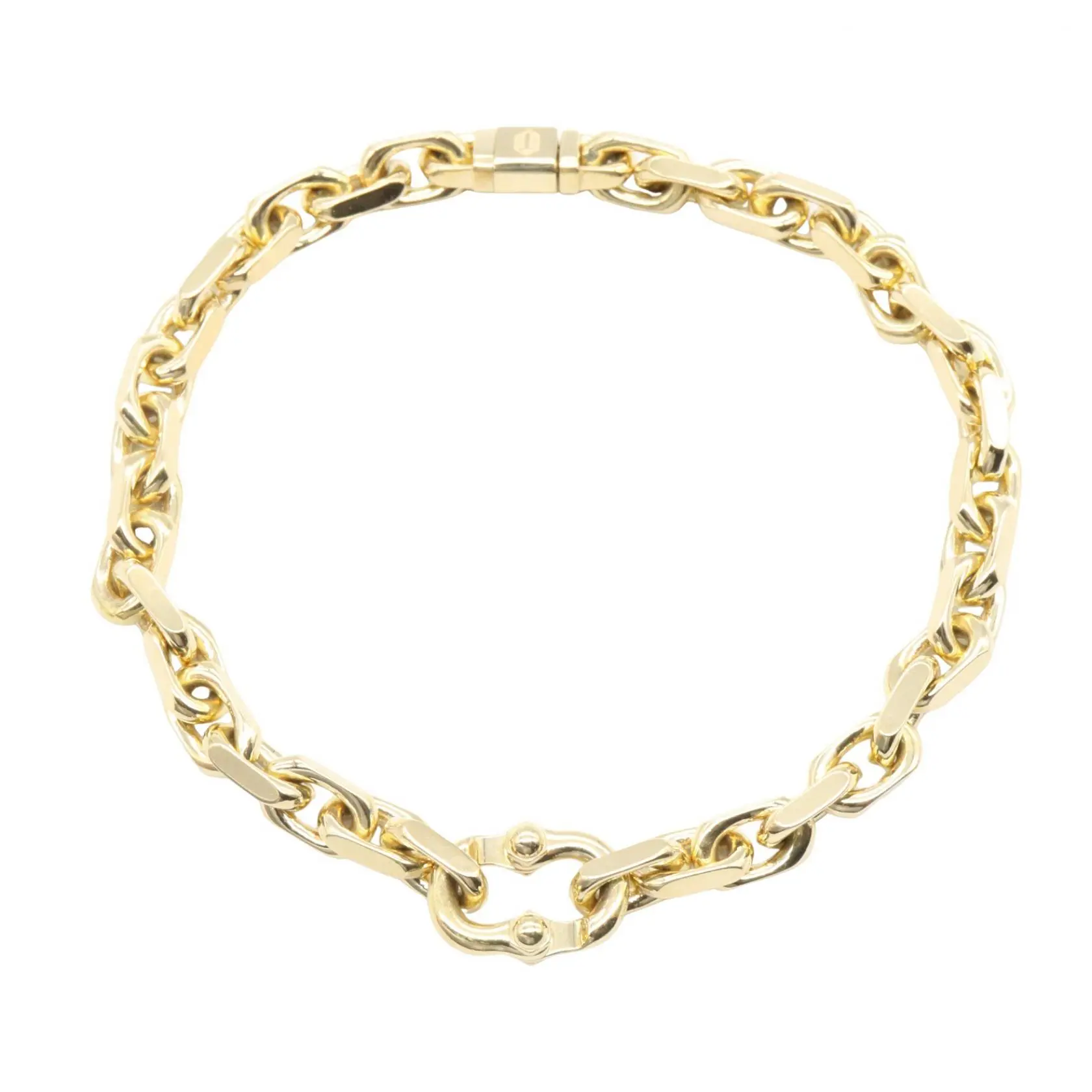 Pre-owned Tiffany & Co. 18K Yellow Gold (Au750) Small Leather Goods 1837 Makers Au750 Bracelet