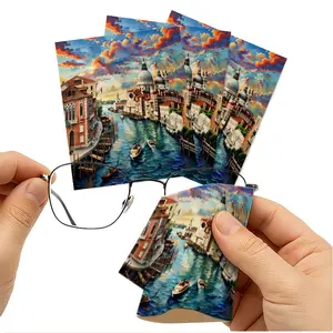 1/3/6/14pcs Venetian Canal Scene Printed Cleaning Cloth, For Camera&Glasses Lenses, Multiple Specifications Available, Single - Sided, High - Quality Microfiber, Ideal For Photographers&Optical Users, Stylish Design, Easy To Clean, Durable & Reusable