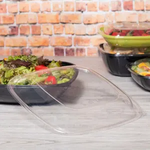 [50 ct] 80/160 oz Square Disposable Salad Bowl Lids | PET | Clear