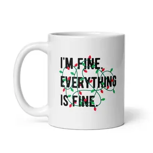 Im Fine Everything Is Fine Mug Funny Xmas Lights Decoration Cup - 11oz Funny Coffee Mugs Ceramic Printed Drinkware Cup