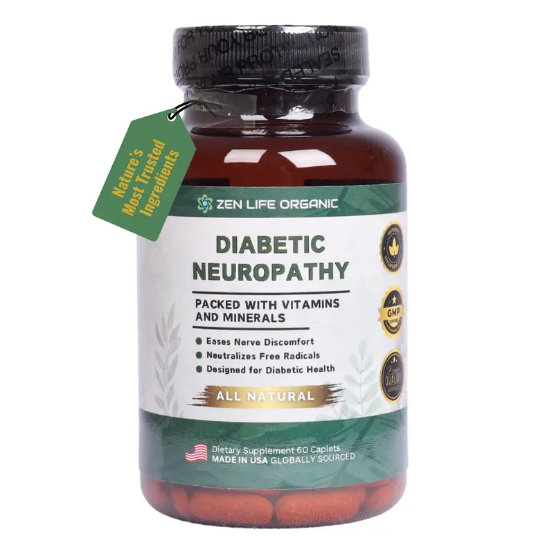 Zen Life Organic Diabetic Neuropathy Supplement 60 Capsules with Alpha Lipoic Acid & B Vitamins for Improved Nerve Function & Blood Sugar Balance Made in USA Healthcare