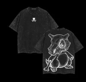 Cubone – Pokémon Anime Double Printed Vintage Washed Tee Unisex Oversize Anime Manga Washed Heavyweight Cotton T-shirt