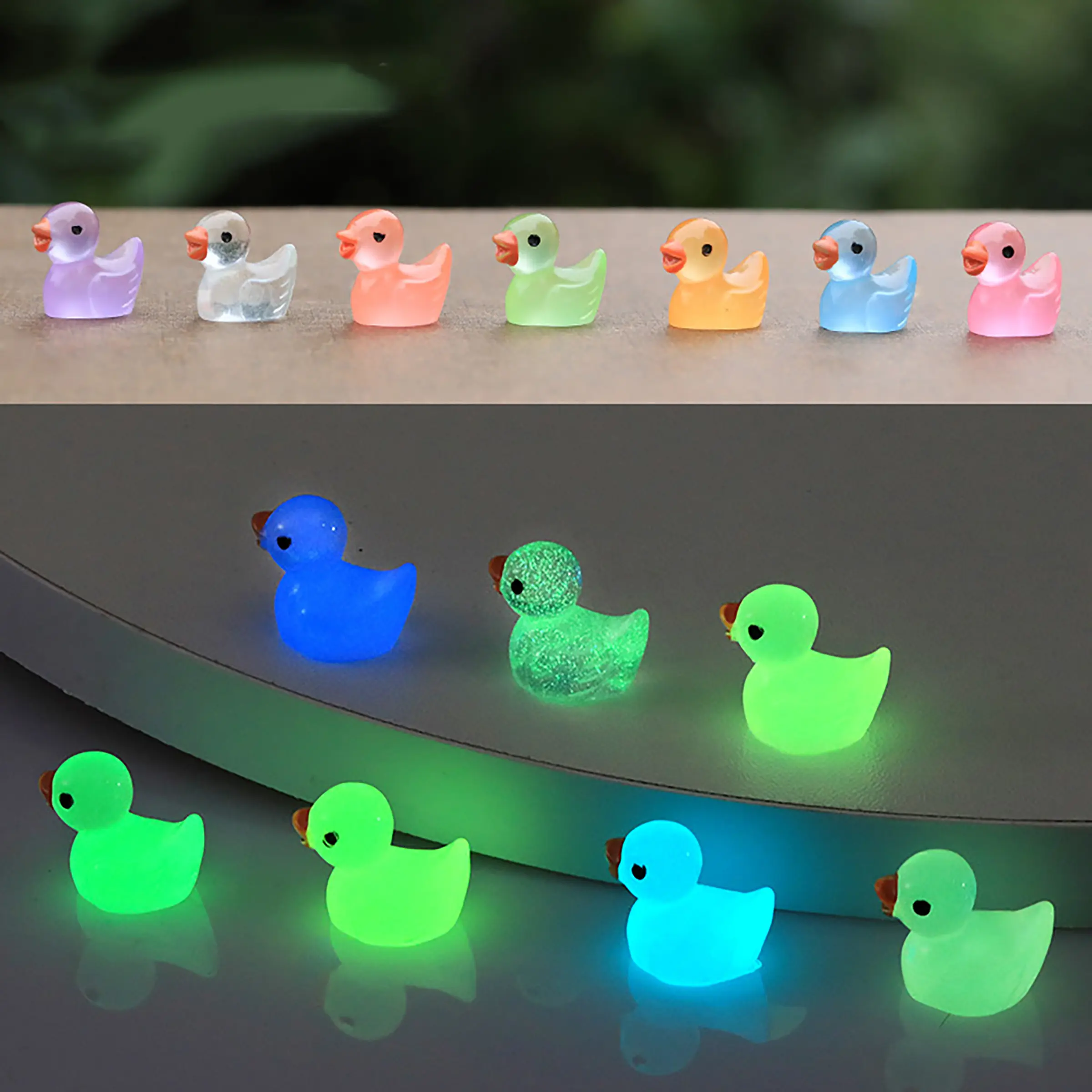 10 Random Color Glow-In-The-Dark Duck Plush Keychains, Creative Moss Decorative Accessories, Cute Mini Ornaments for Bags and Backpacks, Keychain Pendant, Keychain for Purse, Keychain Set