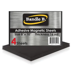 Bandle B. Magnetic Sheets 8" x 10". Magnetic Sheets with Adhesive Backing. DIY Magnets, Metal shelving labels, Christmas crafts and more! Removable.