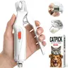 Catpick 2-in-1 Rechargeable Pet Nail Clipper & Grinder, LED Auxiliary Light, Low Noise Electric Nail Trimmer File for Dogs Cats, Safe for Light Claws, Dark Claws Lighting Assist