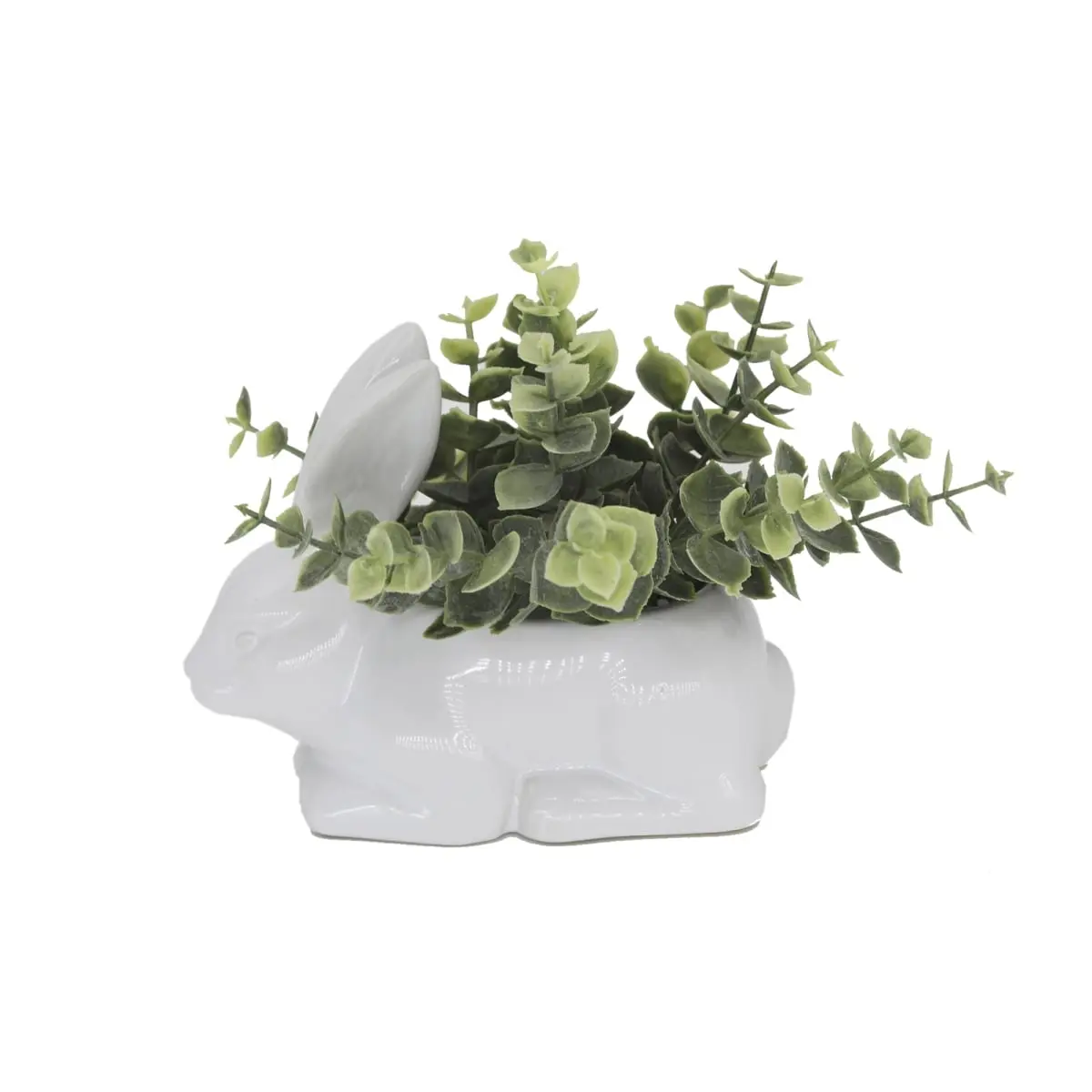 Flora Bunda ET1762E EUC Ceramic Bunny Hand-Sized Flower Pot, Decor for Office & Plant Display, Suitable for Adults