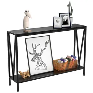 Industrial Console Table, 43" 2 Tier Entryway Table, Narrow Sofa Table with Storage, Console Table for Entryway, Living Room, Hallway, Foyer-Grey Visit the GarveeHome Store