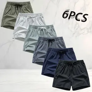 Men’s 6-Pack Fitness Sports Shorts, American athletic style, quick-dry breathable fabric that’s skin-friendly and wrinkle-resistant, zippered pockets for storing essentials, drawstring waistband for a loose, comfortable fit, side slits enhance mobility, s