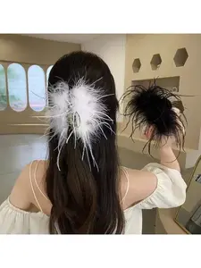 Ultra Fairy Feather Claw Clip Ostrich Feather Hair Clip for Women New Style High-End Shark Clip