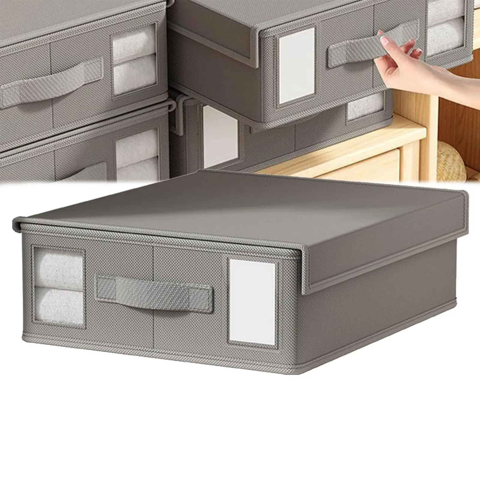 Bed Sheet Organizer Box for Linen Closet Handle Closet Organizer for Bedding Foldable Bed Sheet Organizers Storage Bins with Transparent Window and Thick Portable Handles Ideal for Storing Clothes and Bedding