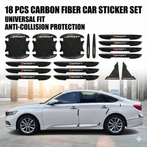 18Pcs Universa Carbon Fiber Protector Set  Anti-Collision & Scratch Guard Stickers  Stylish Car Accessories for Door Handles Essential for Protecting Your Car from Damage Easy to Apply & Long-Lasting