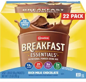 Carnation Breakfast Essentials Powder Drink Mix, Rich Milk Chocolate, 22 Count Box of 1.26 Ounce Packets