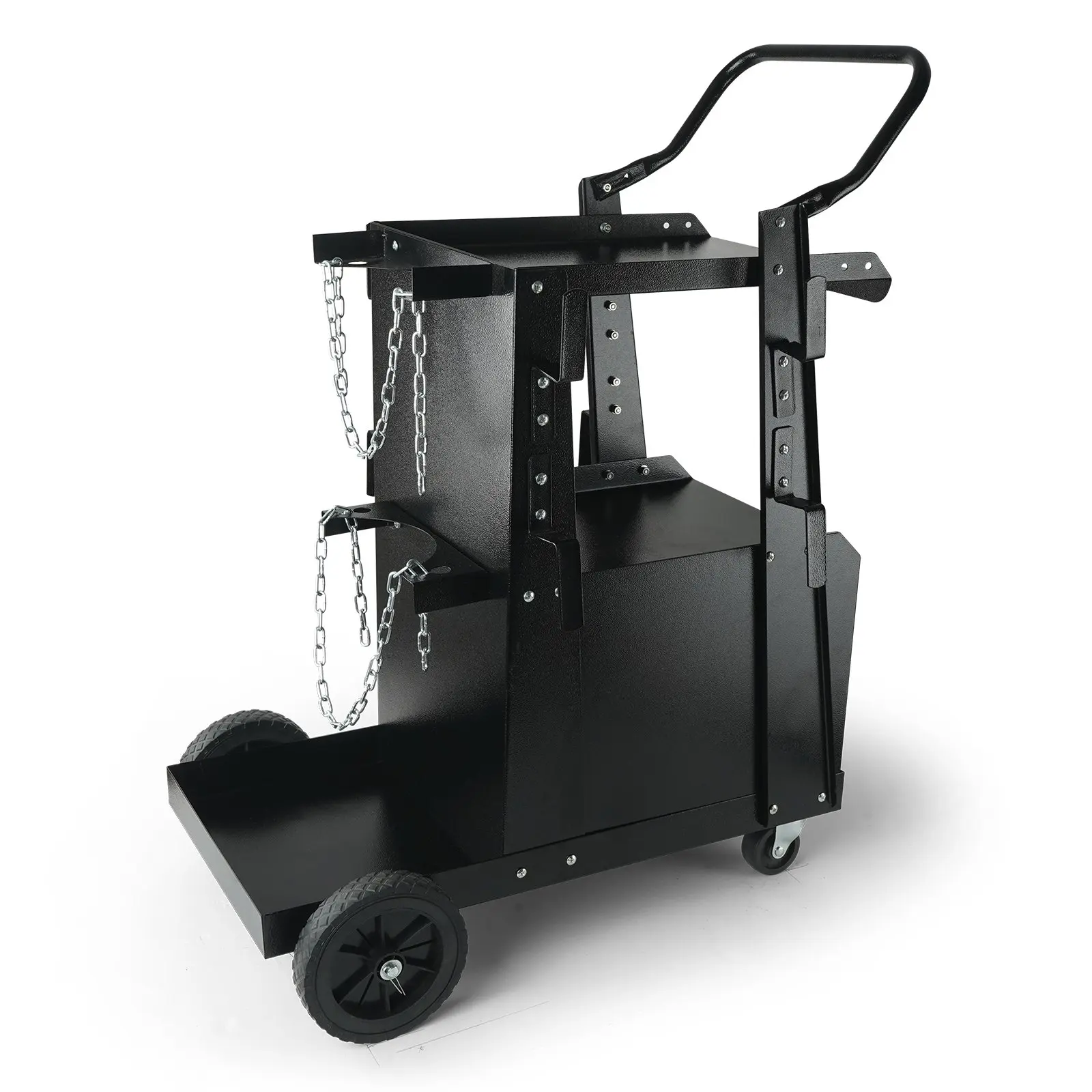 VEVOR Welding Cart, 2-Tier Heavy Duty Welder Cart with Anti-Theft Lockable Cabinet, 265LBS Weight Capacity, 360 Swivel Wheels, Tank Storage Safety Chains, Welding Cabinet for TIG, ARC, Plasma Cutter
